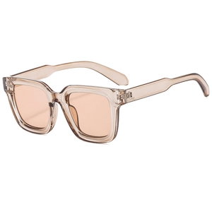 Retro square sunglasses with champagne transparent frames and orange tinted lenses