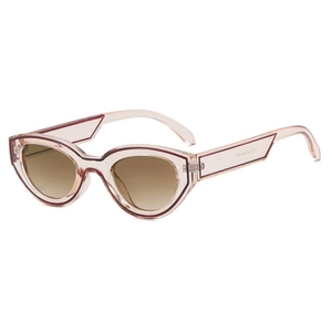 Retro-Cat-Eye-Sonnenbrille mit transparentem rosa Rahmen und braunen Verlaufsgläsern