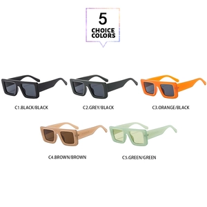 Fashionable square chunky frame sunglasses displayed in five trendy jelly color options