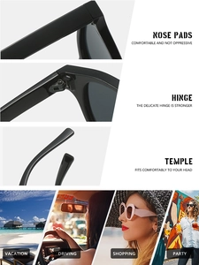 Detailed views of durable metal hinges and comfortable nose pads on oval sunglasses
