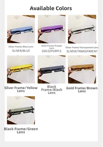Gros plan de lunettes de soleil cyberpunk rectangulaires en plusieurs couleurs