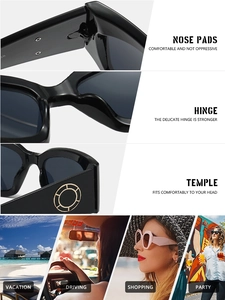 Vue macro détaillée des plaquettes, charnières et branches de lunettes de soleil noires mode