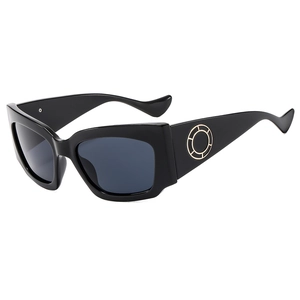 Lunettes De Soleil Carrées Mode Monture PC Branche Large Décoration Anneau Métallique Protection UV400 Rétro Hip Hop Pour Femmes Hommes