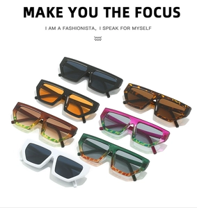 Detailed grid of fashion diamond sunglasses in six assorted colors on white background