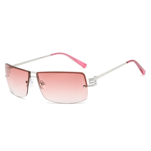 Rimless Rectangle Sunglasses Metal Frame PC Lens UV400 Protection Vintage Y2K Trendy Eyewear For Men Women Outdoor Fashion