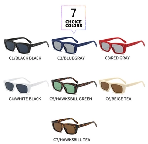Detailed grid view showing seven color options for cat eye rivet sunglasses frames