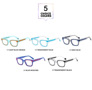 Montures de lunettes carrées tendance en cinq coloris avec design anti-lumière bleue