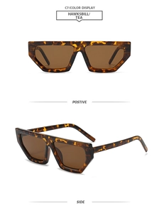 Detail of tortoise shell square sunglasses with tea lenses from multiple angles