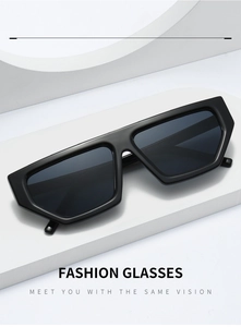Detailed close-up of fashion geometric sunglasses showing inner temple specifications