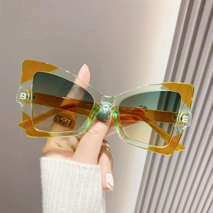Butterfly Cat Eye Sunglasses For Women Oversized Geometric Color Block PC Frame UV400 Protection Trendy Retro Streetwear