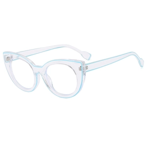 Lunettes yeux de chat transparentes anti-lumière bleue avec ligne intérieure bleue