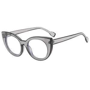 Lunettes œil de chat anti-lumière bleue avec monture gris translucide pour femmes