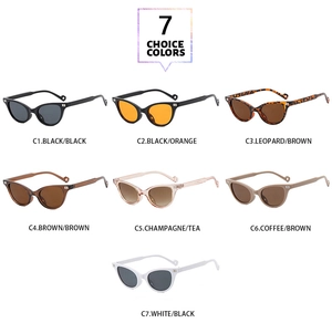 Detailed matrix view showing 7 stylish colors of trendy cat-eye triangle sunglasses