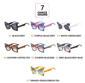 Seven stylish butterfly sunglasses available in diverse color options and gradients