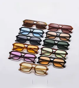 Multiple vintage square double-bridge aviator sunglasses in various colors