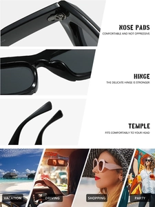 Detail view of ergonomic nose pads, durable metal hinges, and sleek sunglasses temples