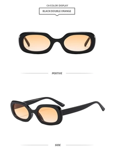 Front and side view of retro square houndstooth sunglasses with orange gradient lenses