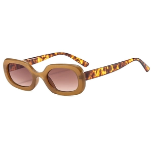 Vintage rectangular sunglasses with amber frames and tortoiseshell temples in gradient brown