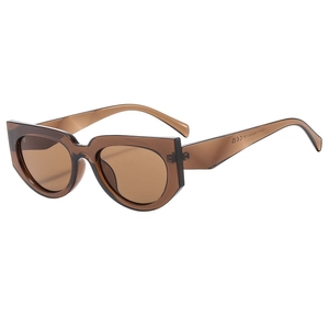 Modern square cat-eye sunglasses in translucent brown finish with vintage luxury style