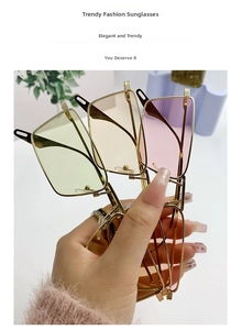 Three fashion sunglasses with gold metal frames and tinted lenses shown in detail