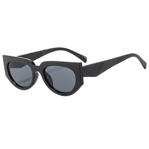 Fashionable black square cat eye sunglasses with dark grey lenses in 45-degree angle