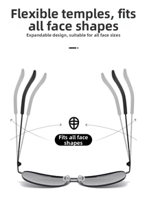 Detail showing elastic temples with flexible outward design for a universal facial fit