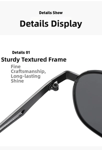 Detail view of a sturdy metal hinge on matte black double-bridge classic sunglasses