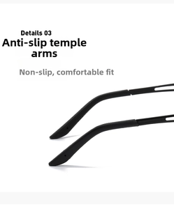 Detail of ergonomic anti-slip temple tips for classic polarized aviator sunglasses