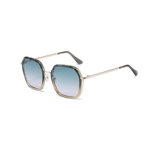 Retro oversized square sunglasses with blue-purple gradient lenses and tortoiseshell frame