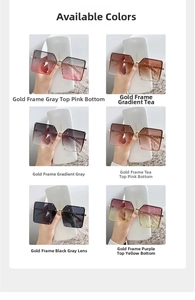 Available colors of oversized metal sunglasses with rivet details and gradient lenses