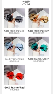 Détails des cinq coloris pour lunettes de soleil sans monture en métal et flamme
