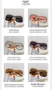Détails de lunettes de soleil sans monture ornées de strass en plusieurs couleurs