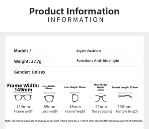 Tableau des tailles et spécifications techniques pour lunettes de soleil de luxe