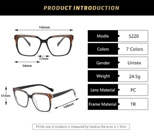 Detail showing retro square frame glasses with TR material specs and light 24.5g weight