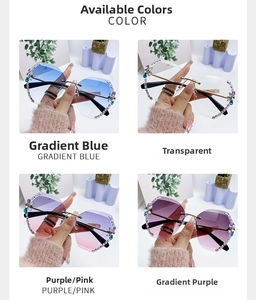 Détails de lunettes sans monture avec papillon en strass et branches en métal