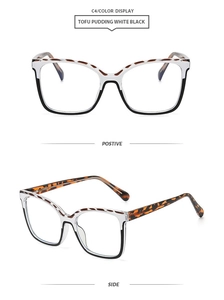 Detailed views of contrast color TR90 square glasses frames in black and tortoiseshell