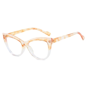 Cat eye blue light blocking glasses with tortoiseshell and transparent TR90 frames