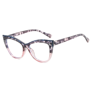 Chic cat eye glasses frame with purple marble and pink gradient finish for women