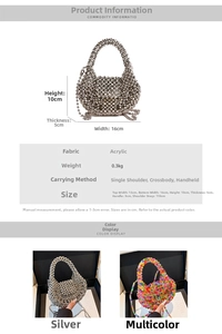 Detailed dimension guide for beaded acrylic handbag with detachable shoulder strap