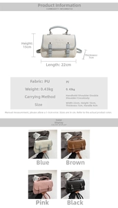 Detailed technical specification and dimensions of the PU leather multi-functional bag