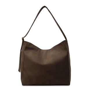 Borsa hobo marrone in pelle scamosciata con tracolla regolabile e grande capienza