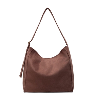 Borsa tote marrone vintage in finto scamosciato con tracolla regolabile in stile minimalista