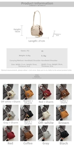 Detailed size specifications and multi-color selection for this minimalist PU tote bag