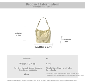 Guide des tailles du sac seau en similicuir, dimensions 27x20x9cm, poids 0.4kg
