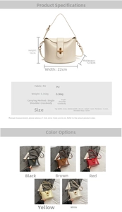 Größentabelle für PU Eimertasche mit Maßen 22x16x12,5cm und verstellbarem Schultergurt