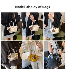 Multiple carrying styles of stylish trapezoid dumpling bags in four elegant colors