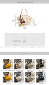 Size chart and color display for this dumpling bag with dimensions and PU leather details