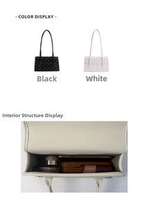 Detailed view of the internal storage capacity for women's polka dot shoulder bags