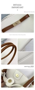 Detailed close-up of white lychee leather texture with brown strap and gold metal turn-lock