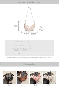 Guide des tailles détaillé et options de couleur pour le sac bandoulière en PU